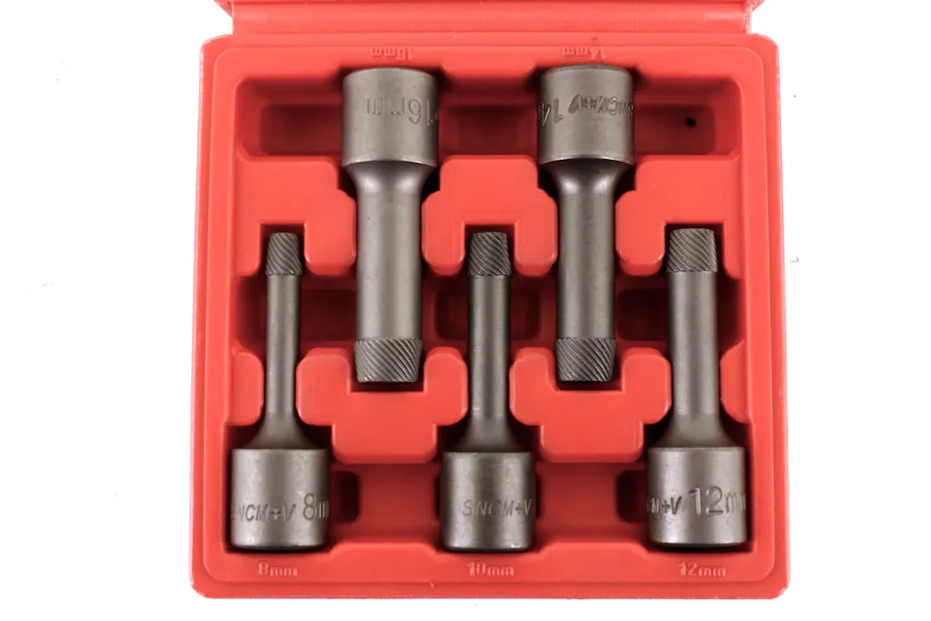 Skrue/bolt uttrekkersett 1/2" 5 stk