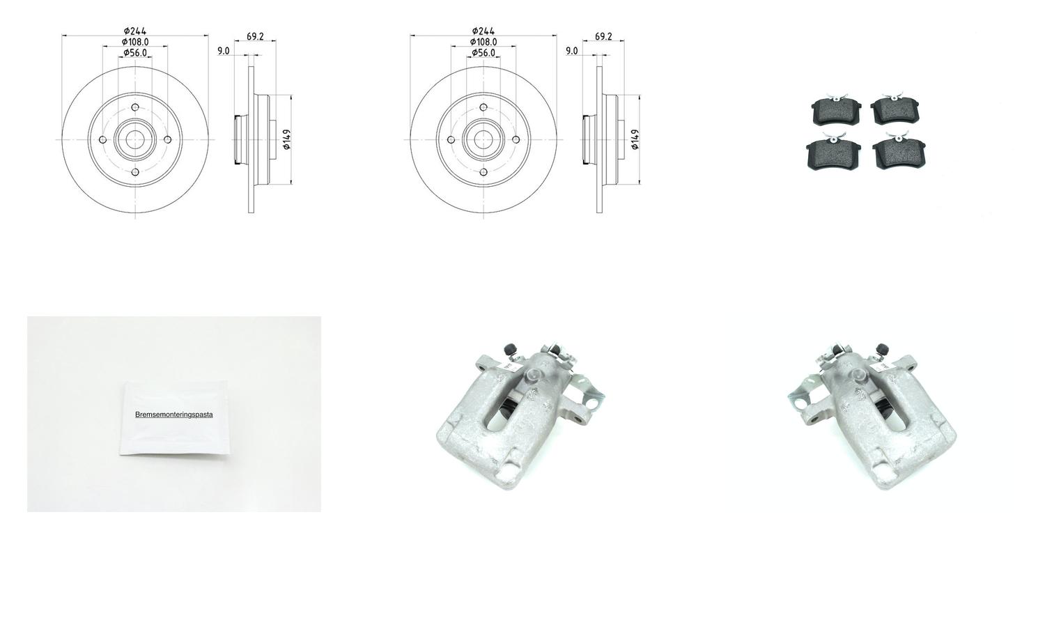 Bremsesett med calipere