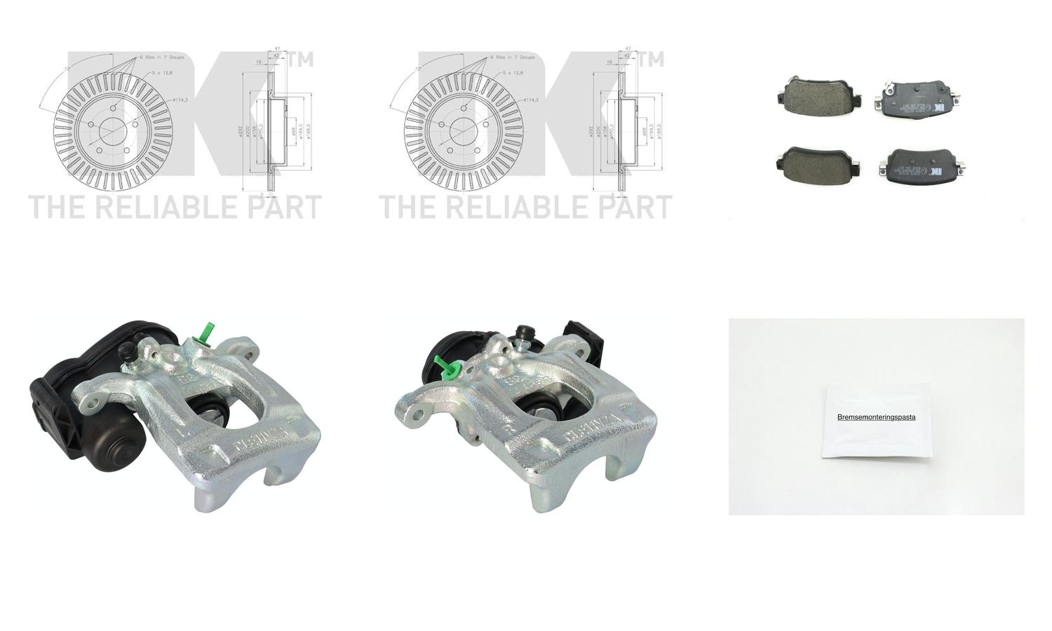 Bremsesett med calipere